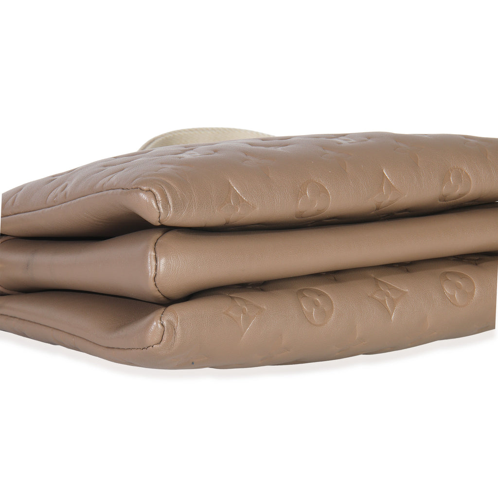Louis Vuitton Taupe Monogram Embossed Lambskin Coussin PM