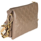 Louis Vuitton Taupe Monogram Embossed Lambskin Coussin PM