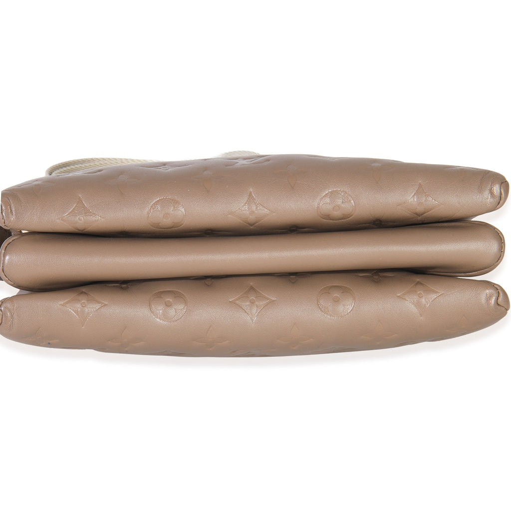 Louis Vuitton Taupe Monogram Embossed Lambskin Coussin PM