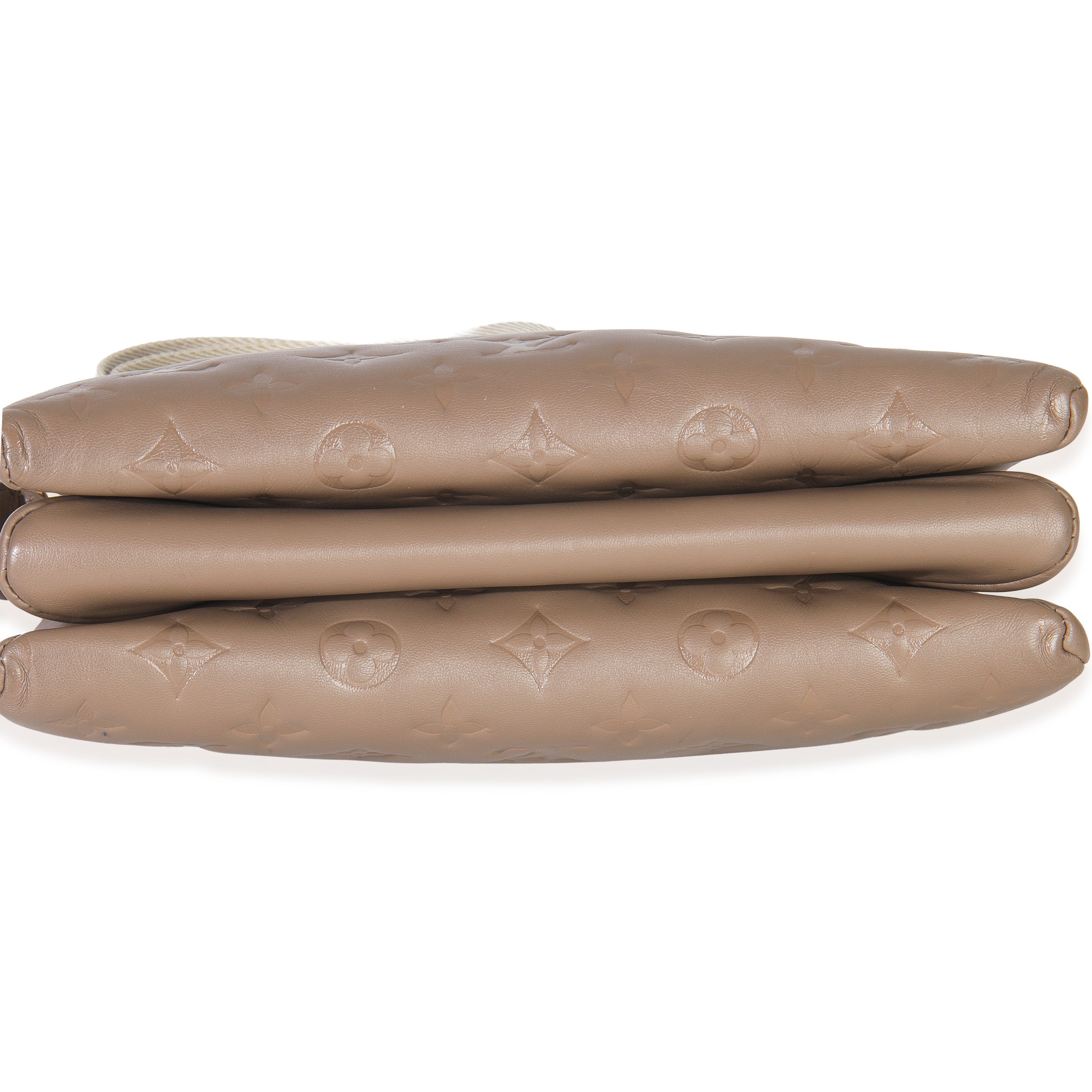 Louis Vuitton Taupe Monogram Embossed Lambskin Coussin PM
