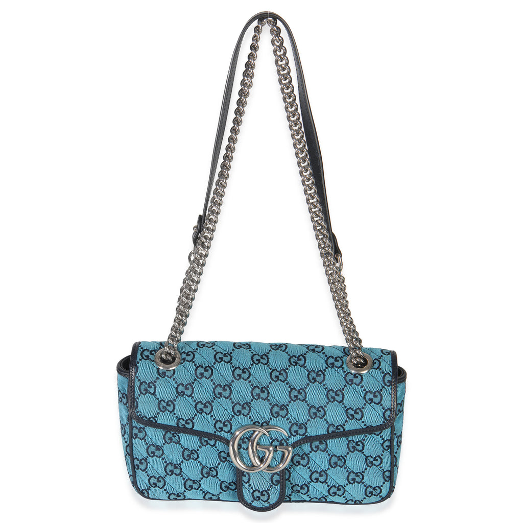 Gucci Blue GG Canvas Diagonal Small GG Marmont Bag