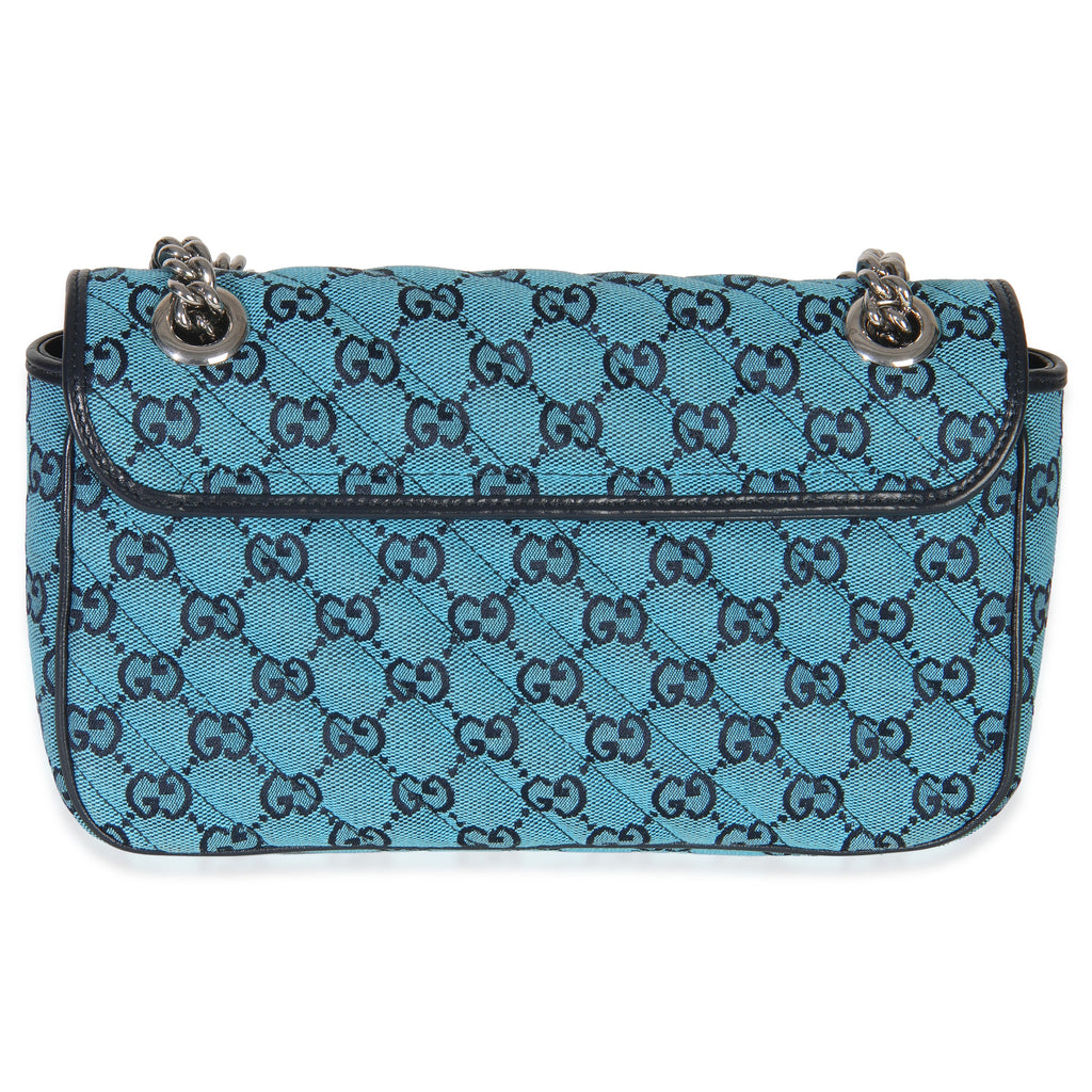 Gucci Blue GG Canvas Diagonal Small GG Marmont Bag