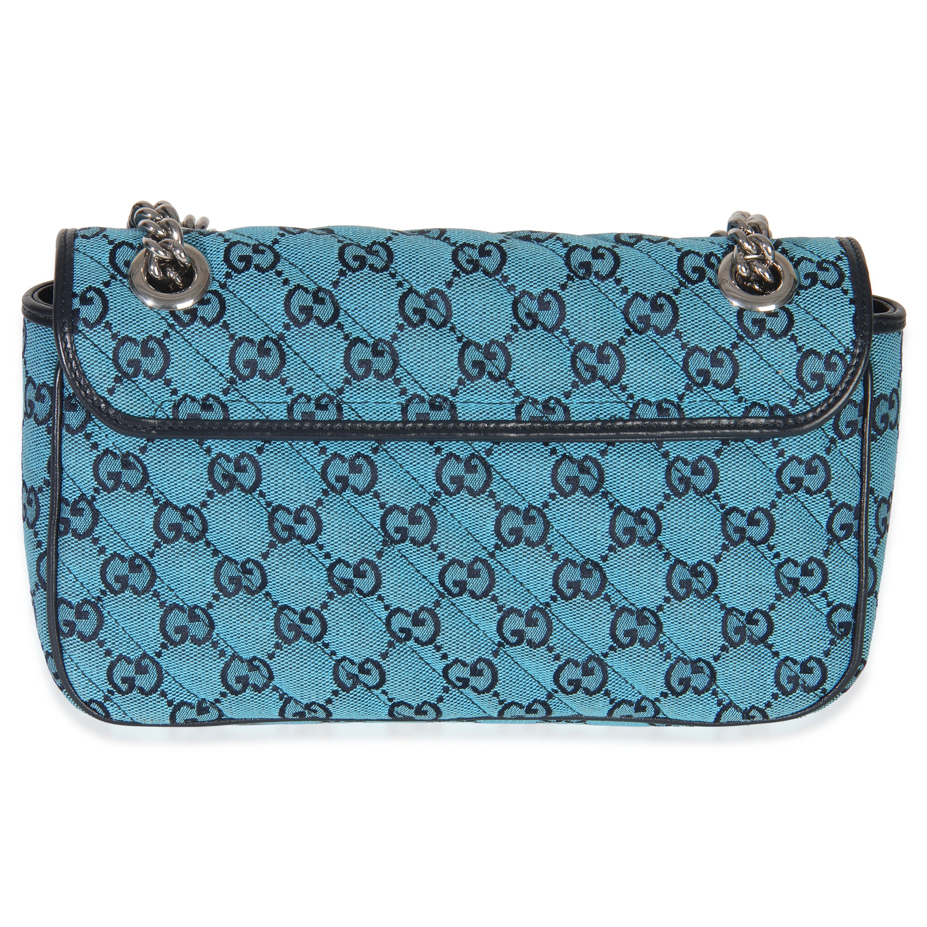 Gucci Blue GG Canvas Diagonal Small GG Marmont Bag