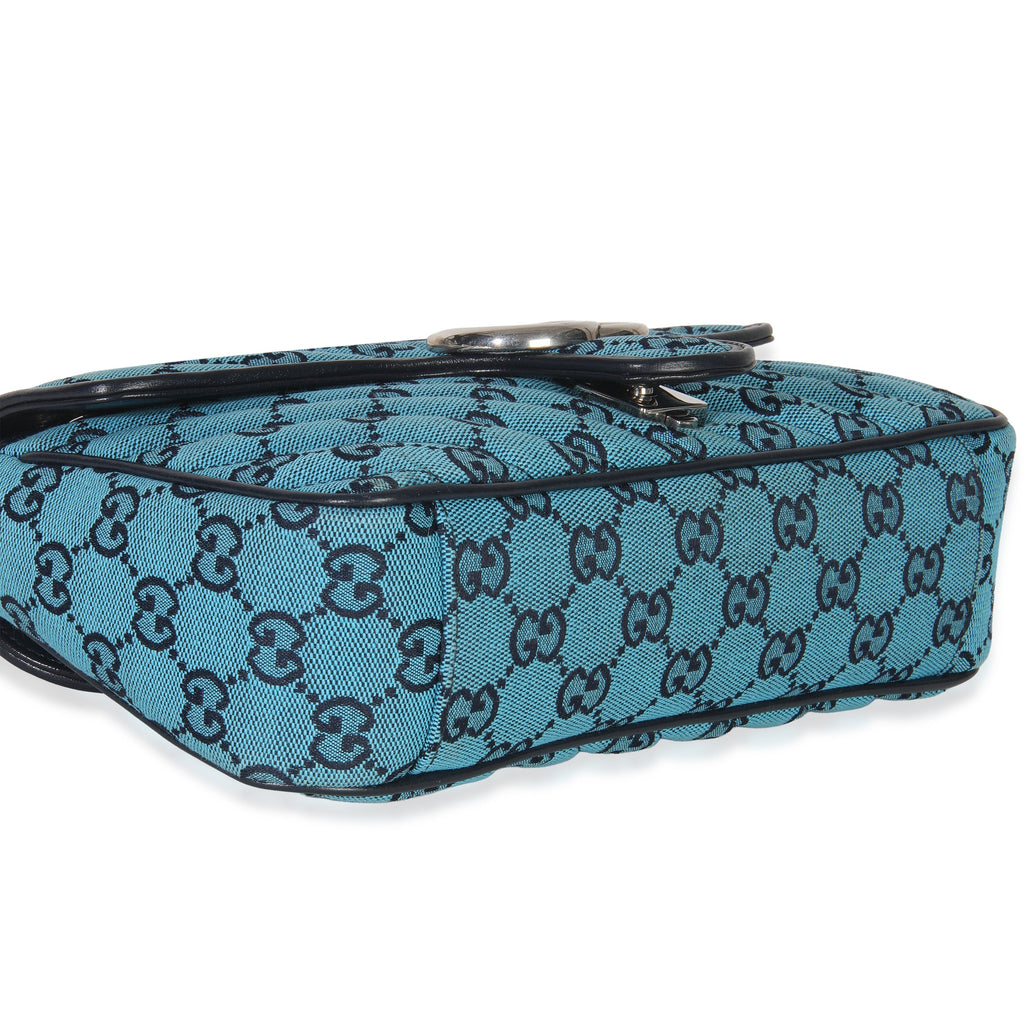 Gucci Blue GG Canvas Diagonal Small GG Marmont Bag