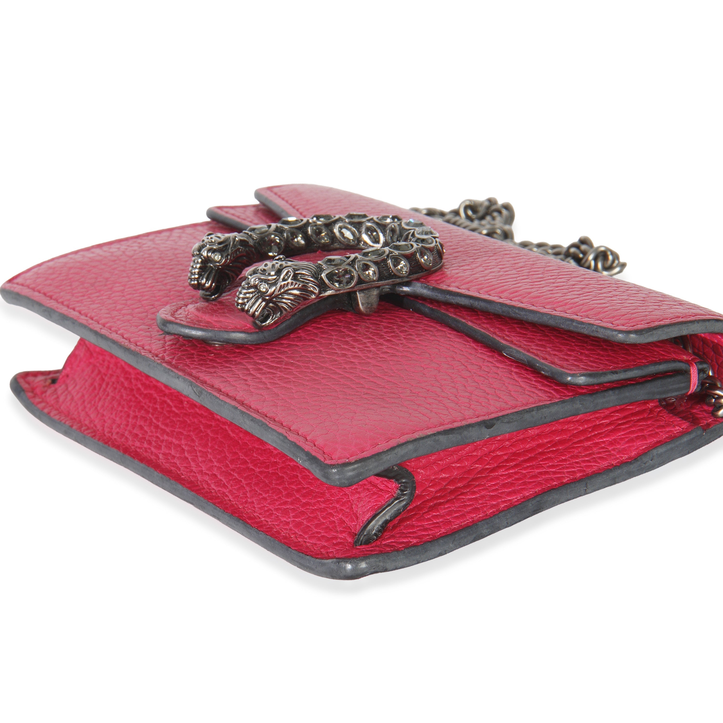 Gucci Pink Dollar Calfskin Crystal Super Mini Dionysus Flap