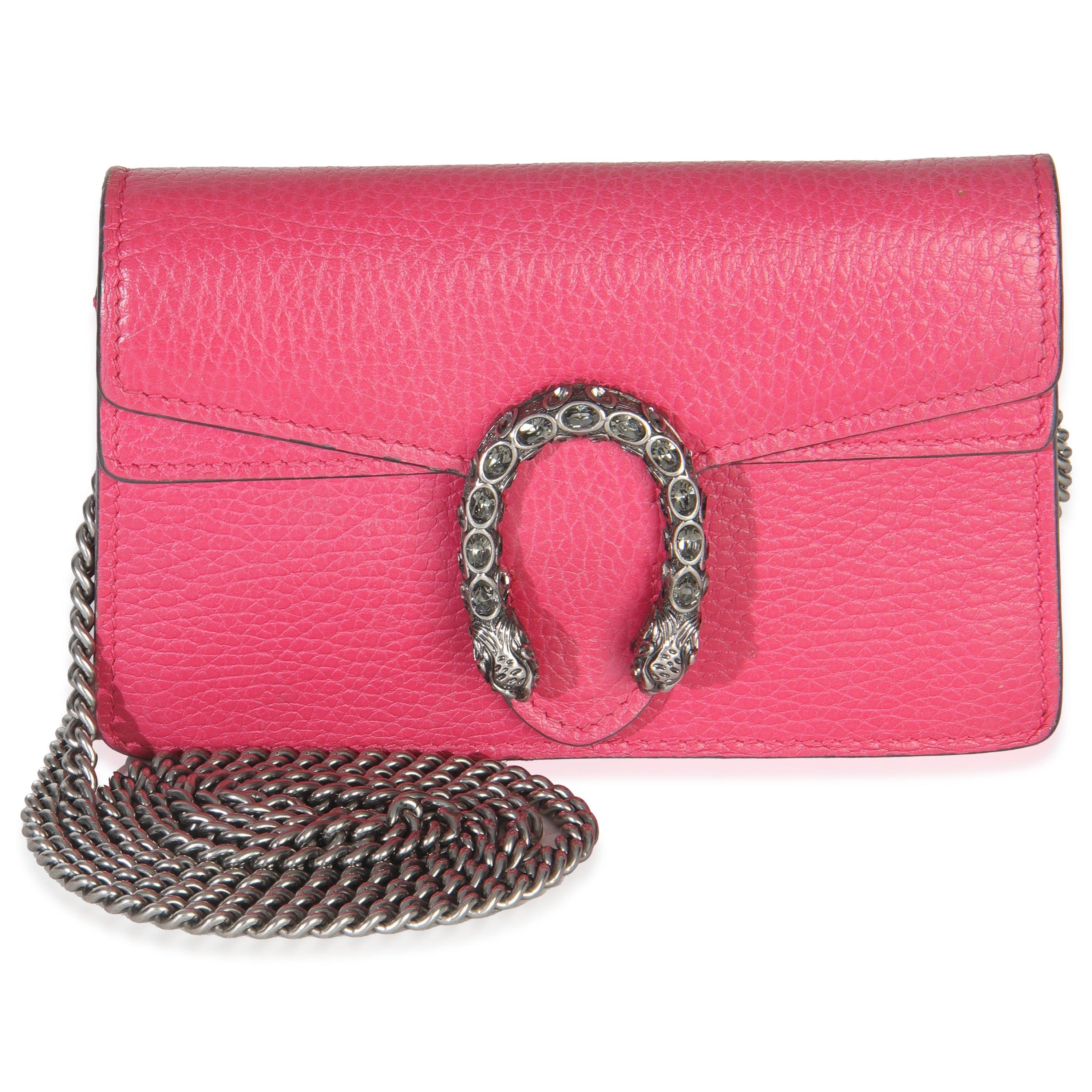 Gucci Pink Dollar Calfskin Crystal Super Mini Dionysus Flap