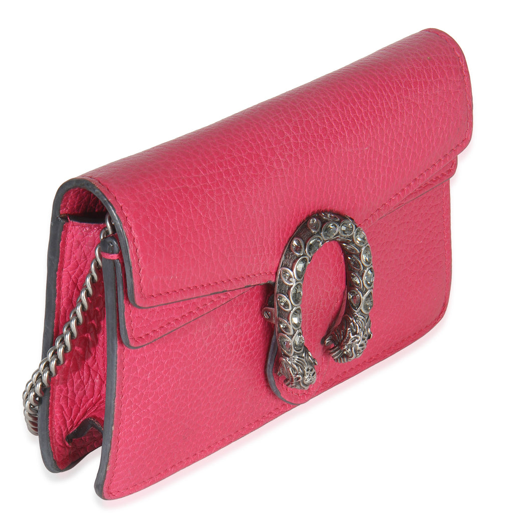 Gucci Pink Dollar Calfskin Crystal Super Mini Dionysus Flap