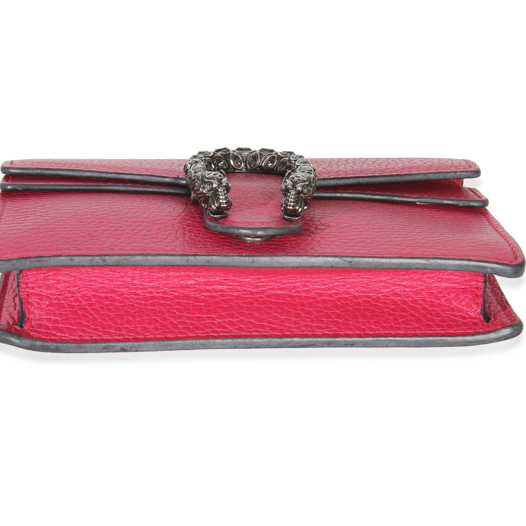 Gucci Pink Dollar Calfskin Crystal Super Mini Dionysus Flap