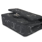Chanel Black Denim Sequin CC Medium Classic Double Flap Bag