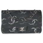 Chanel Black Denim Sequin CC Medium Classic Double Flap Bag