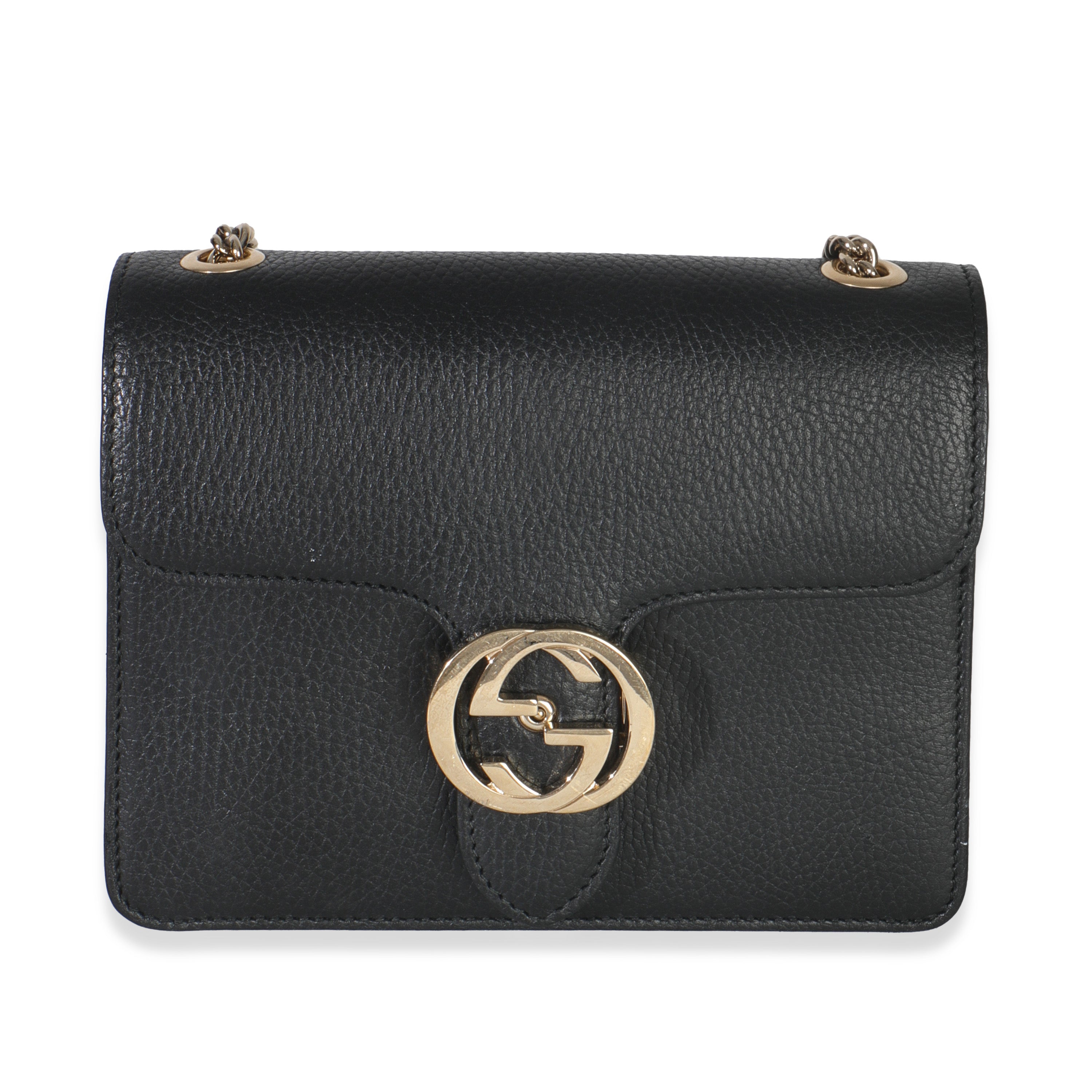 Gucci Black Dollar Calfskin Interlocking G Small Bag