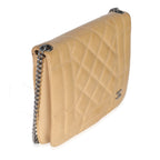 Chanel Vintage Beige Quilted Lambskin Square CC Flap Bag