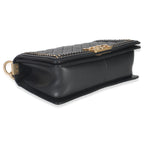 Chanel Black Quilted Calfskin Interwoven Chain Top Handle Boy Bag