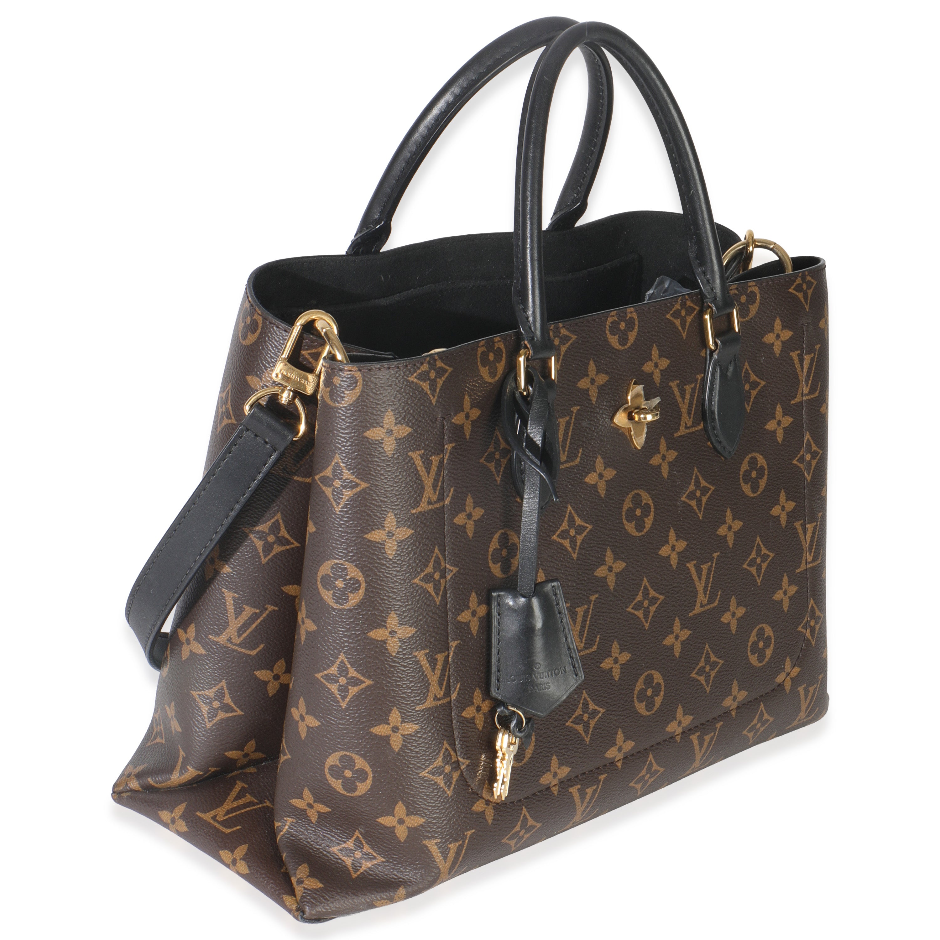 Louis Vuitton Black Monogram Canvas Flower Tote