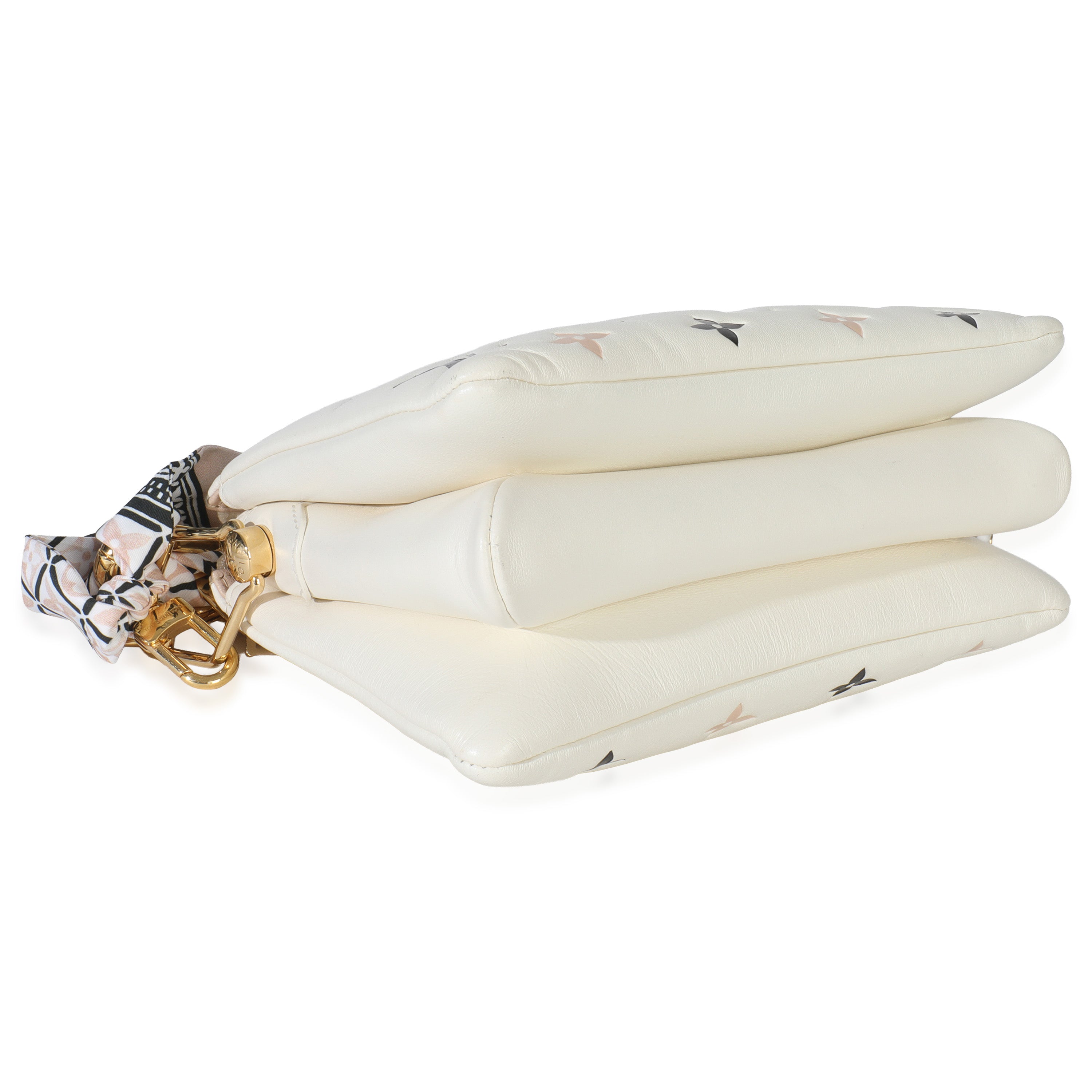 Louis Vuitton Beige Lambskin Embossed Monogram Tricolor By The Pool Coussin BB