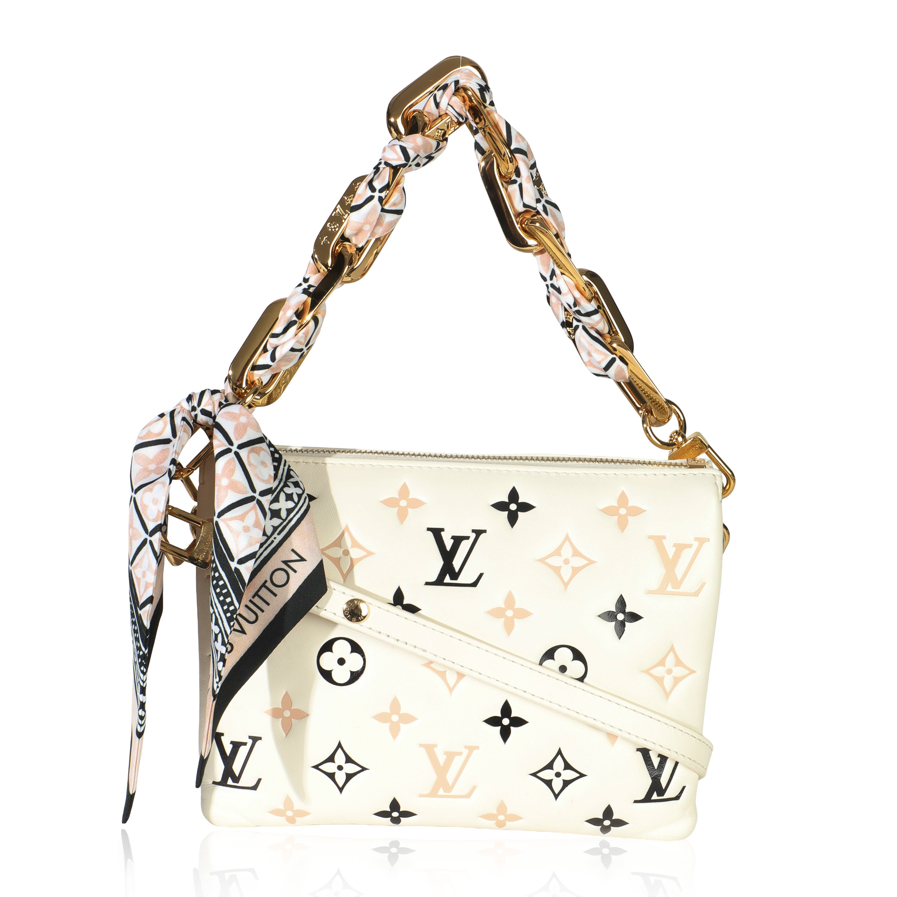 Louis Vuitton Beige Lambskin Embossed Monogram Tricolor By The Pool Coussin BB