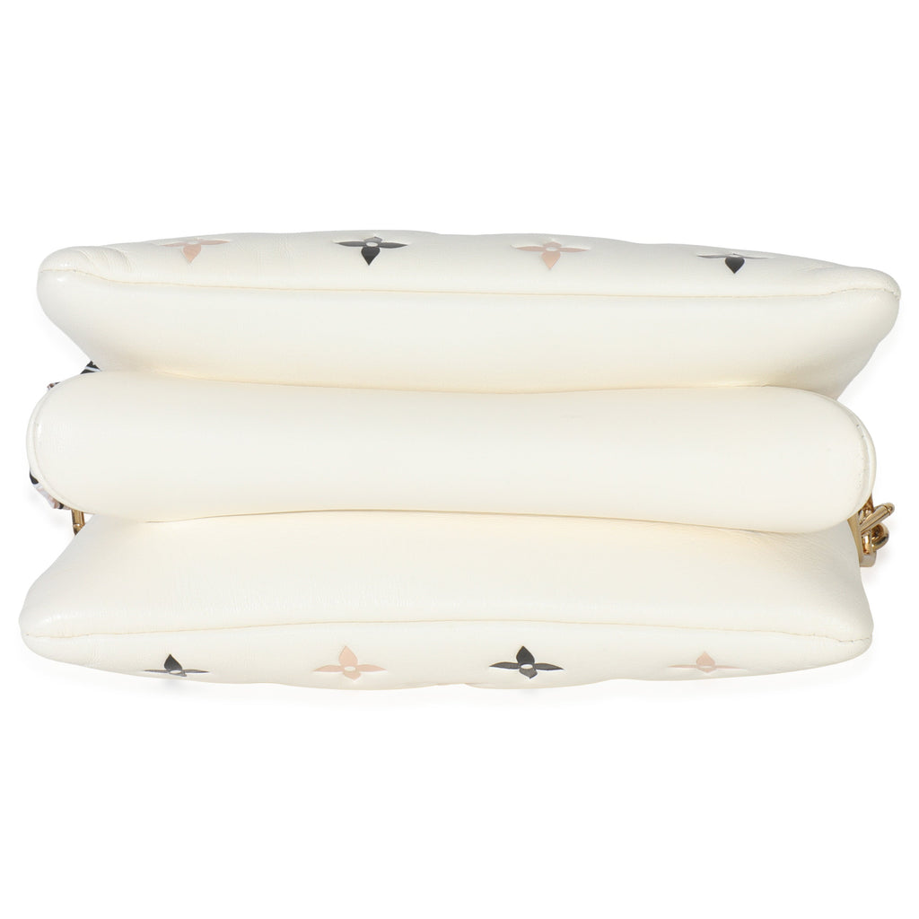 Louis Vuitton Beige Lambskin Embossed Monogram Tricolor By The Pool Coussin BB
