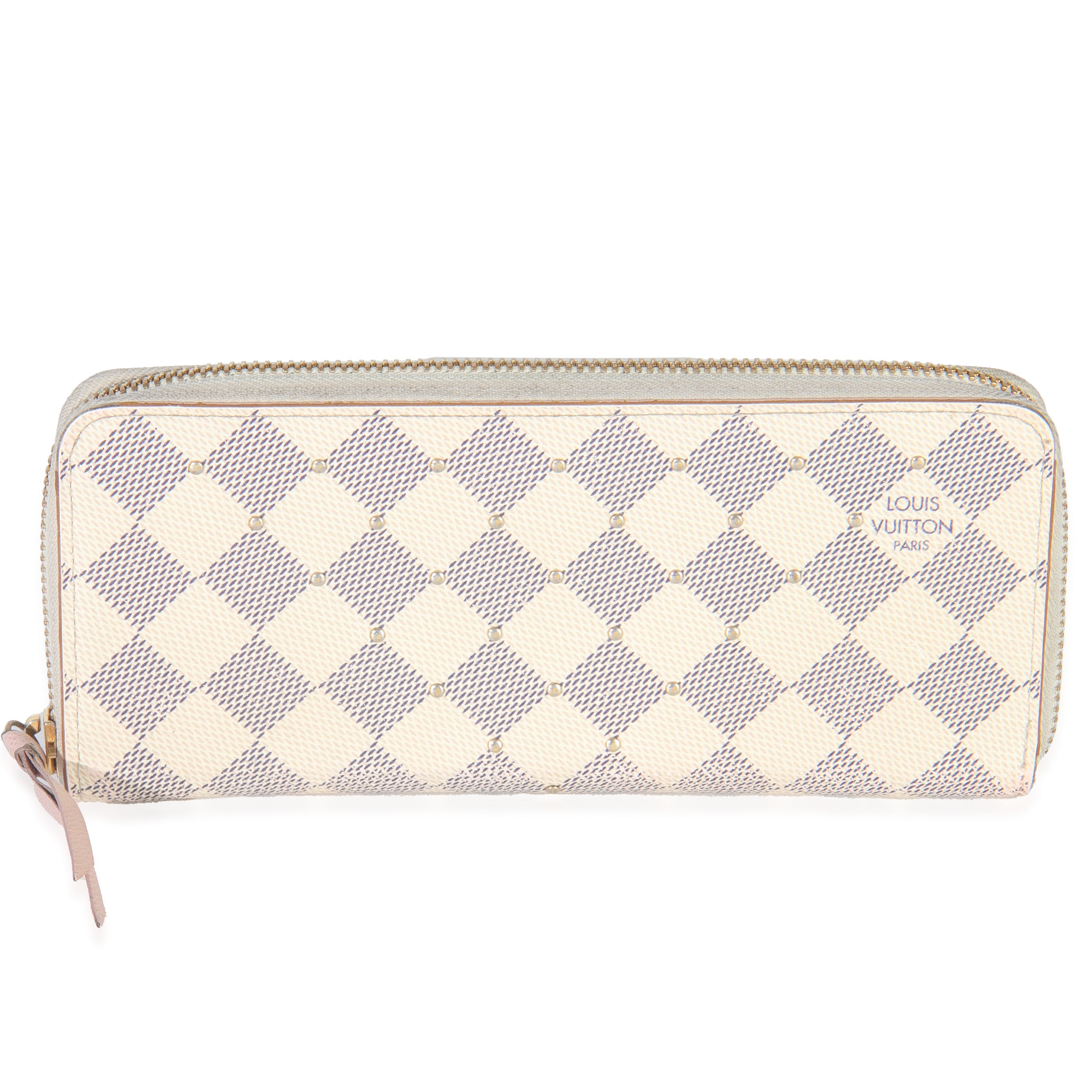 Louis Vuitton Studded Damier Azur Canvas Clemence Wallet