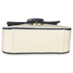 Gucci Navy White Calfskin Matelasse Diagonal Torchon Mini GG Marmont Top Handle