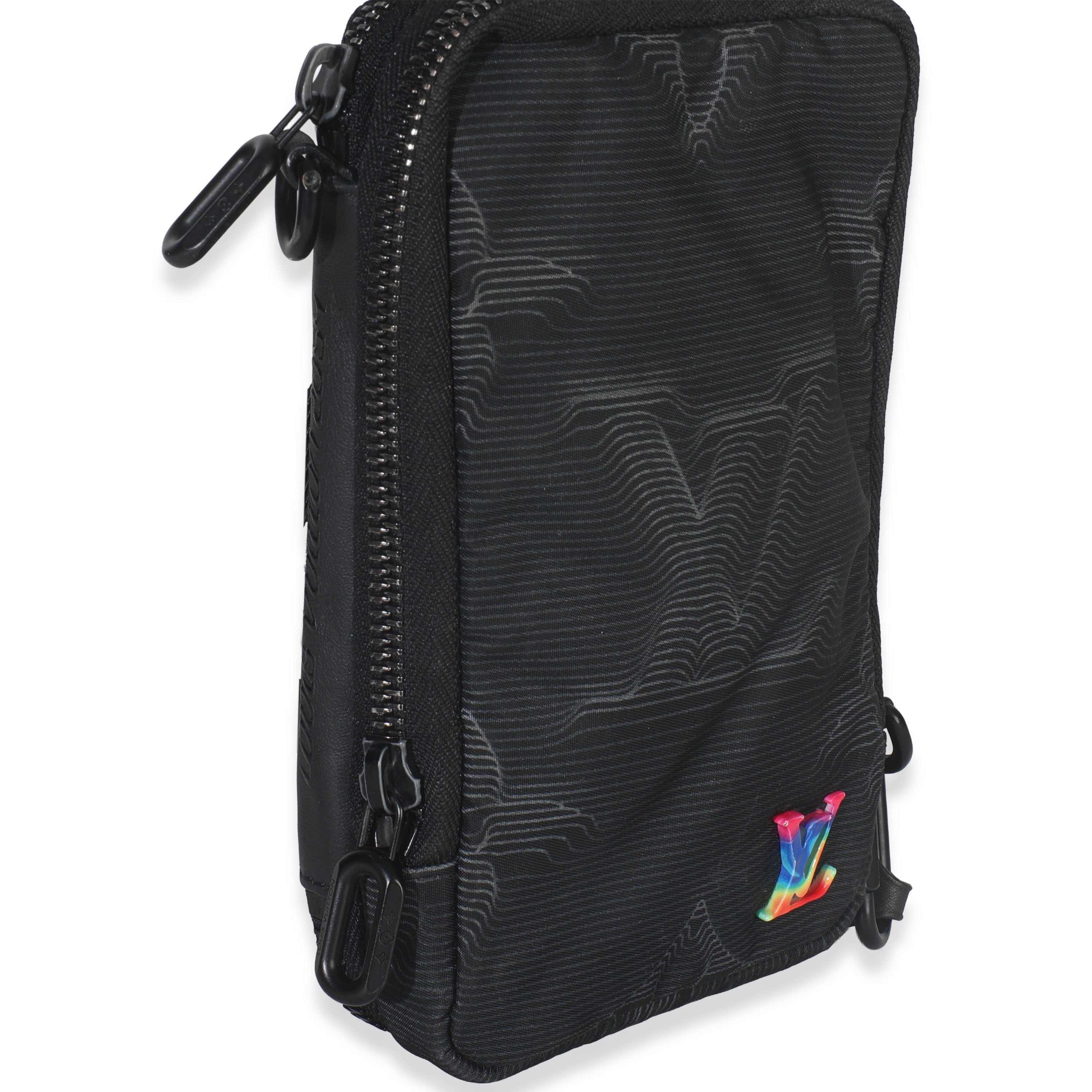 Louis Vuitton Black Nylon Monogram 2054 Double Phone Pouch