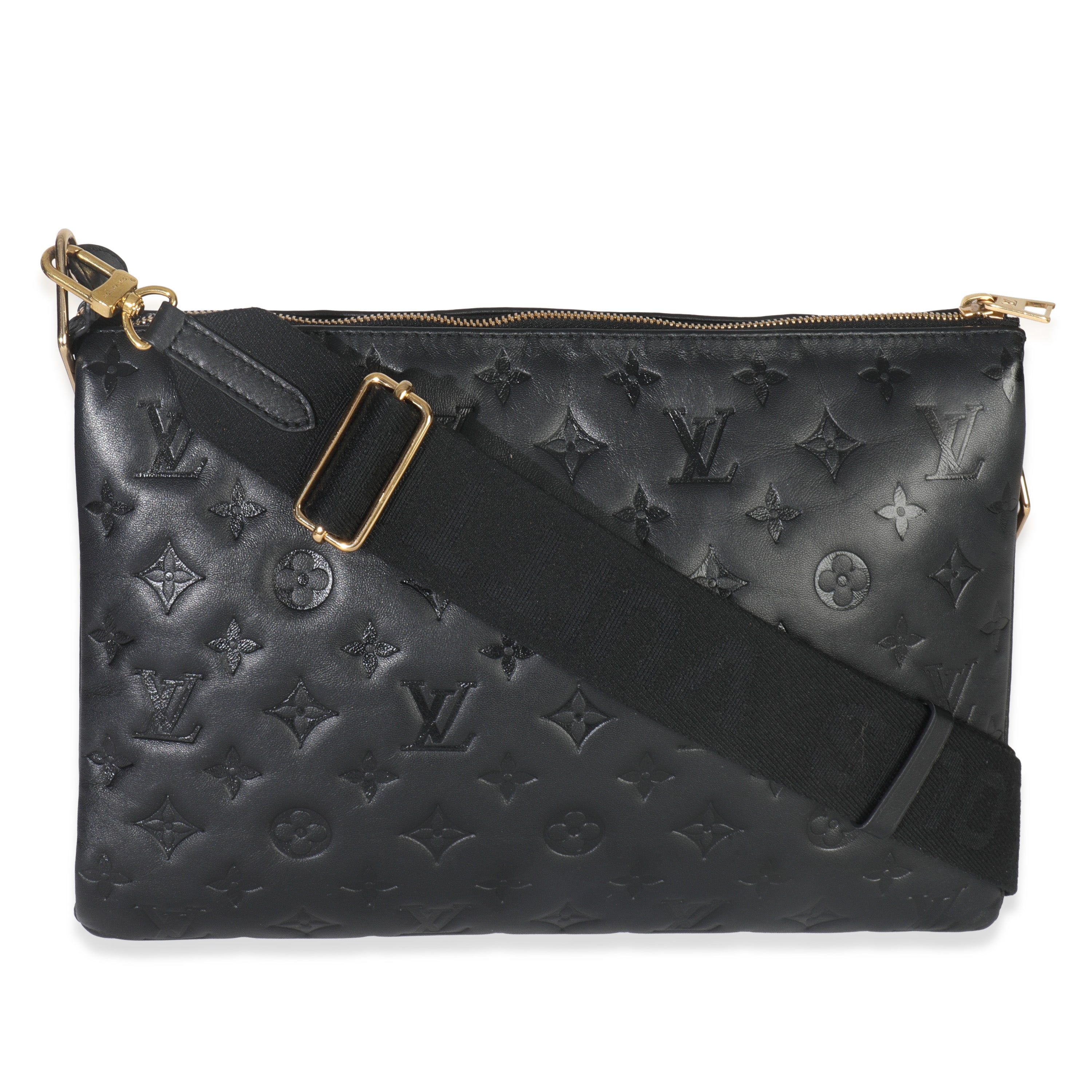 Louis Vuitton Black Monogram Embossed Lambskin Coussin MM