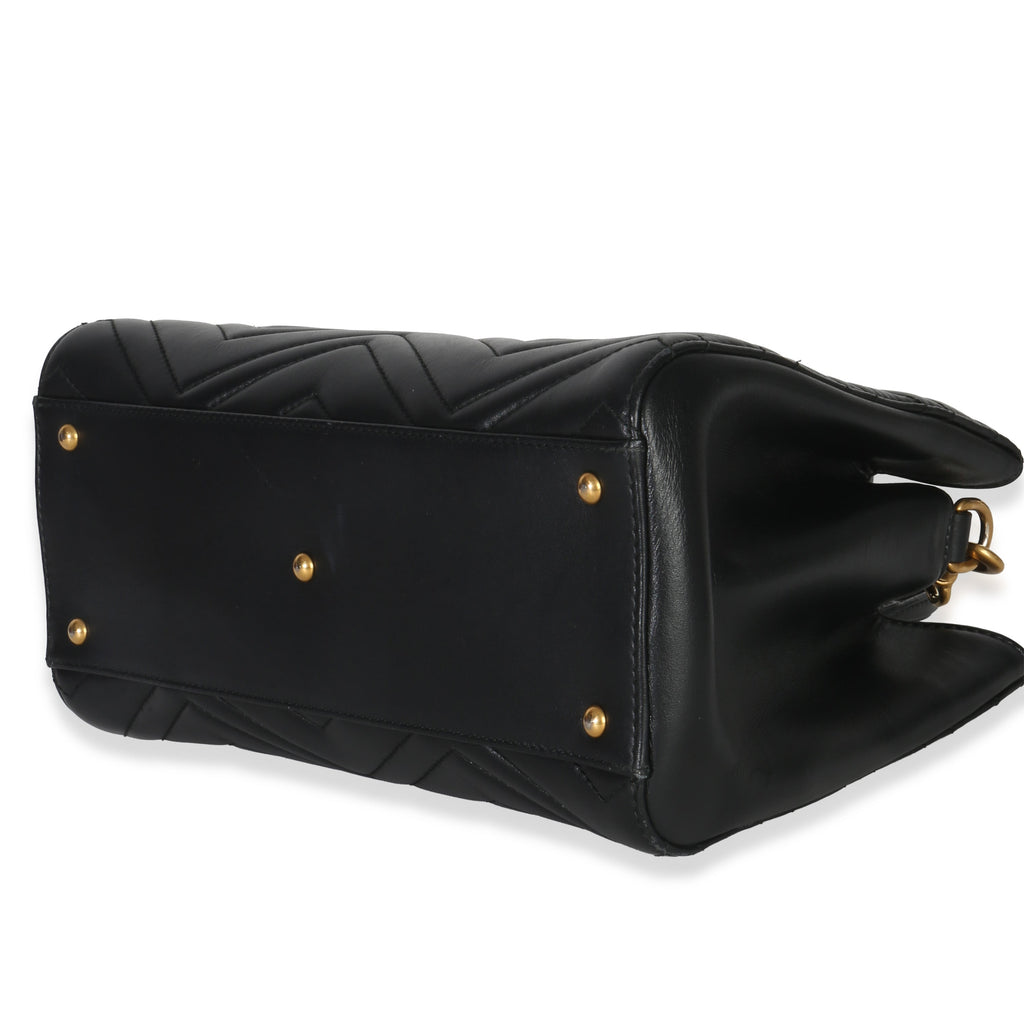Gucci Black Matelasse Calfskin Small Marmont Top Handle Tote