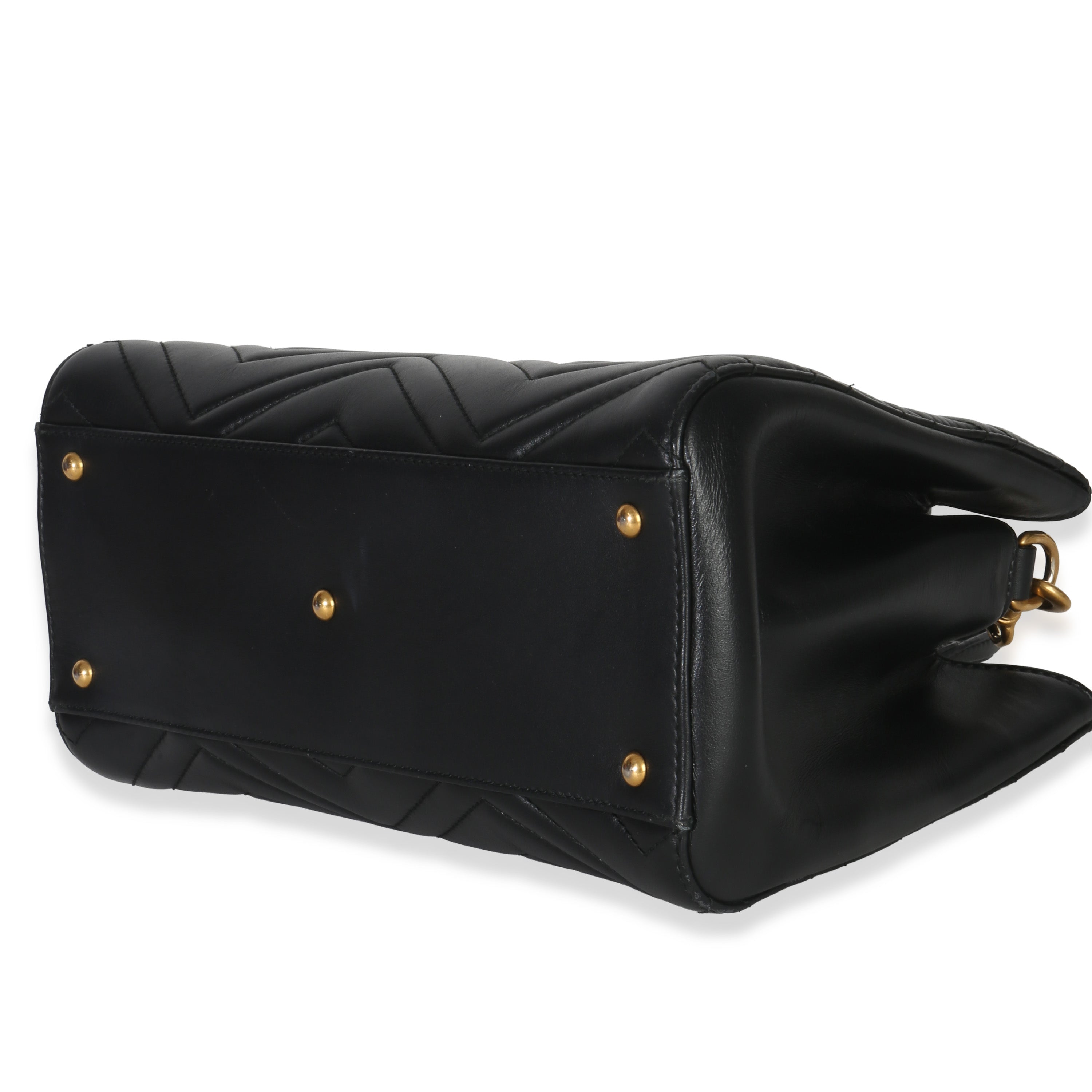 Gucci Black Matelasse Calfskin Small Marmont Top Handle Tote