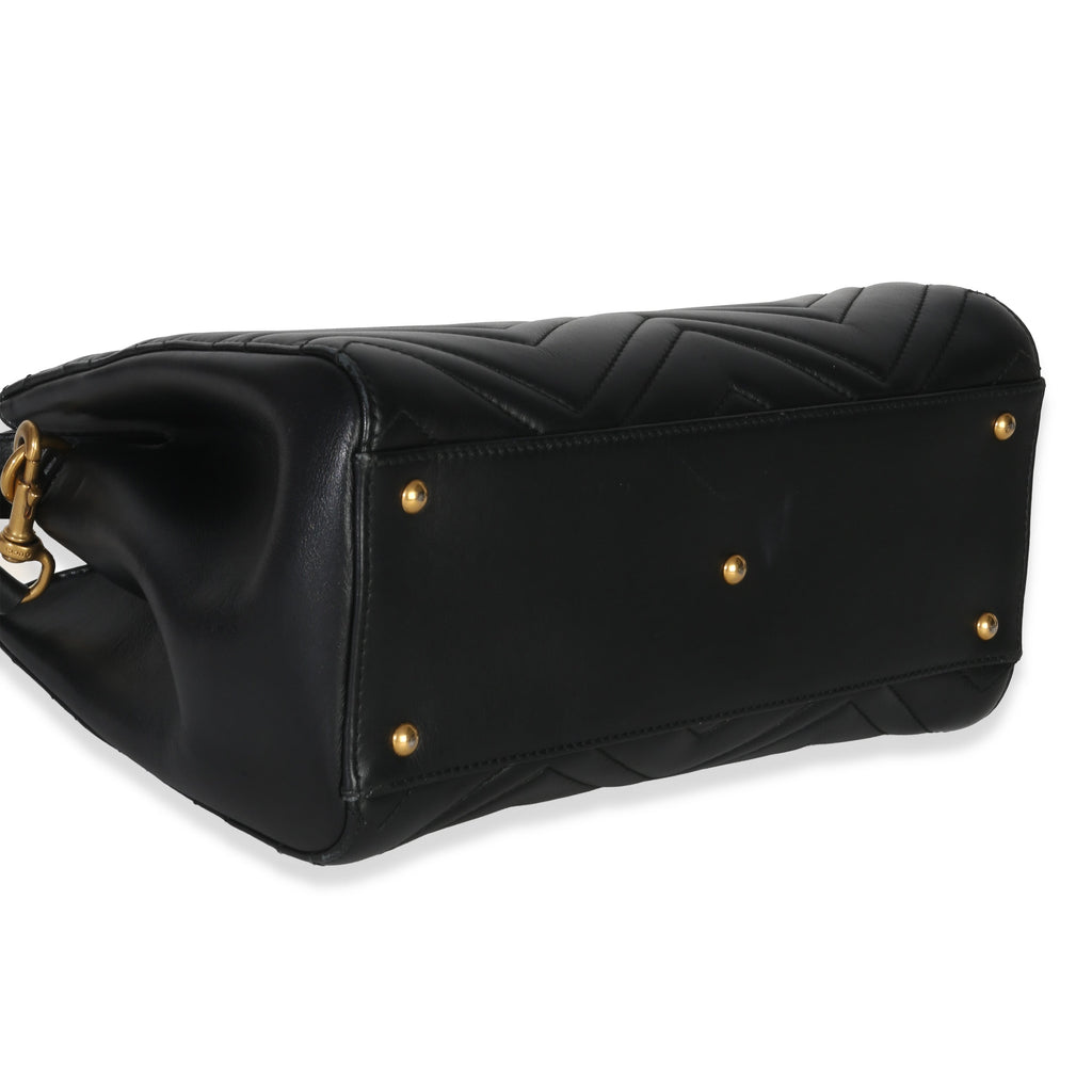 Gucci Black Matelasse Calfskin Small Marmont Top Handle Tote
