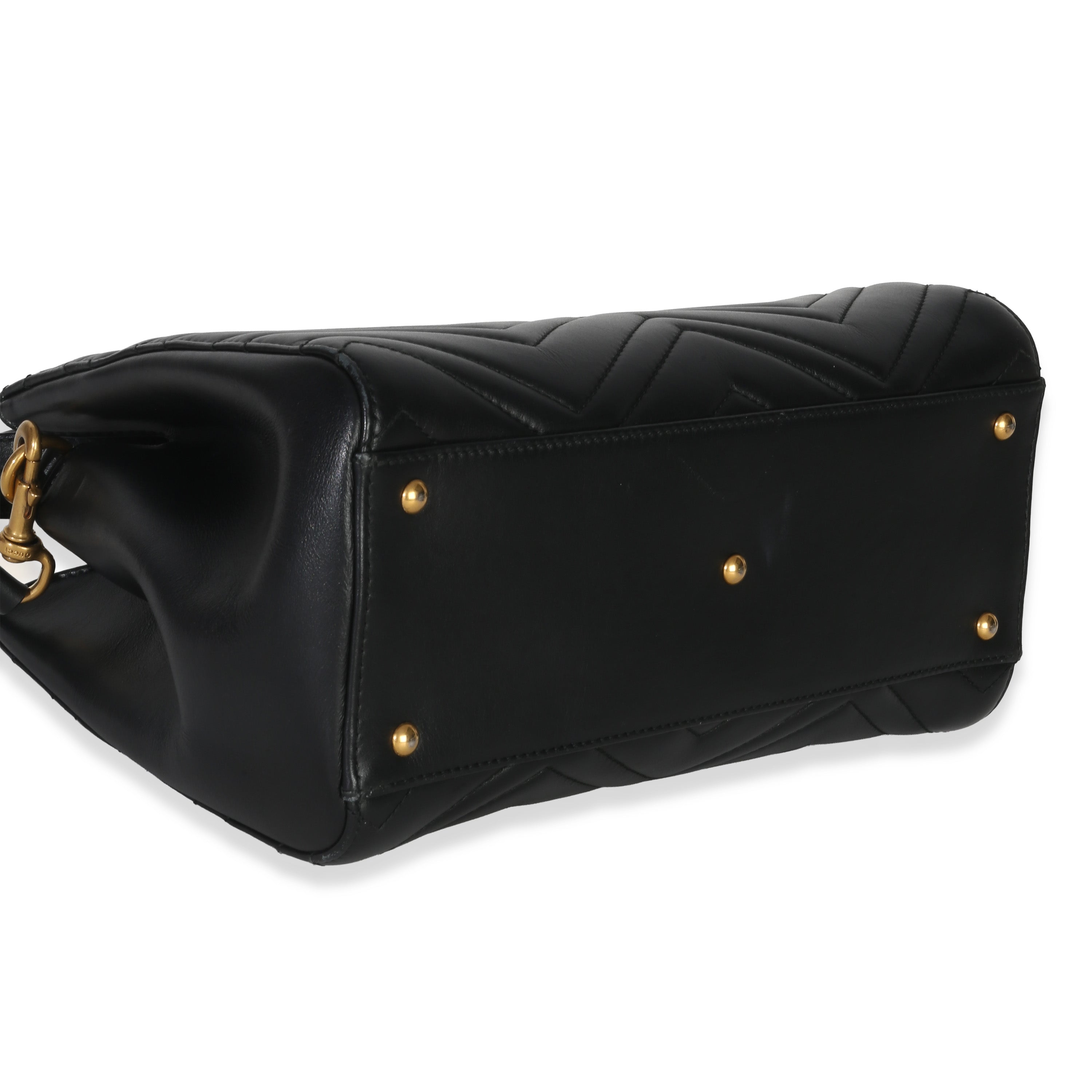 Gucci Black Matelasse Calfskin Small Marmont Top Handle Tote