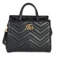 Gucci Black Matelasse Calfskin Small Marmont Top Handle Tote