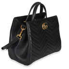 Gucci Black Matelasse Calfskin Small Marmont Top Handle Tote