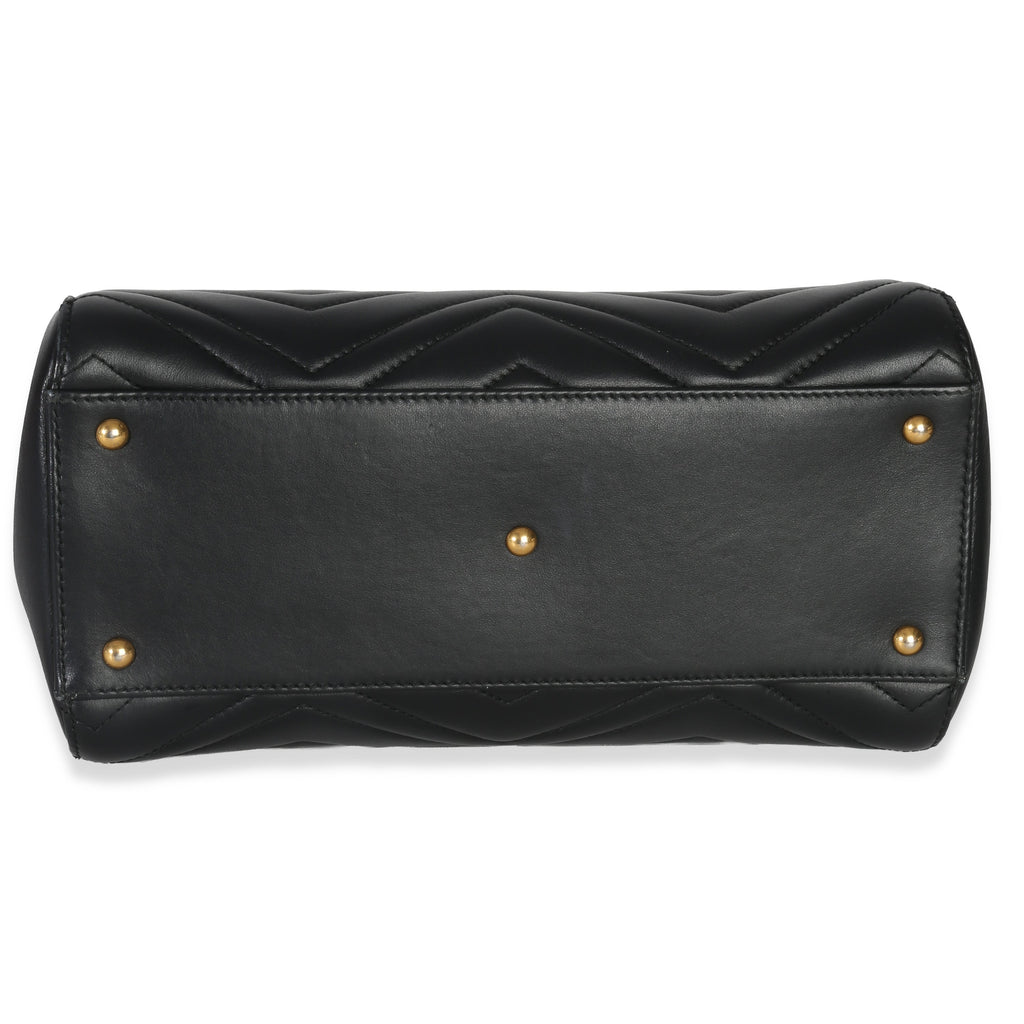 Gucci Black Matelasse Calfskin Small Marmont Top Handle Tote