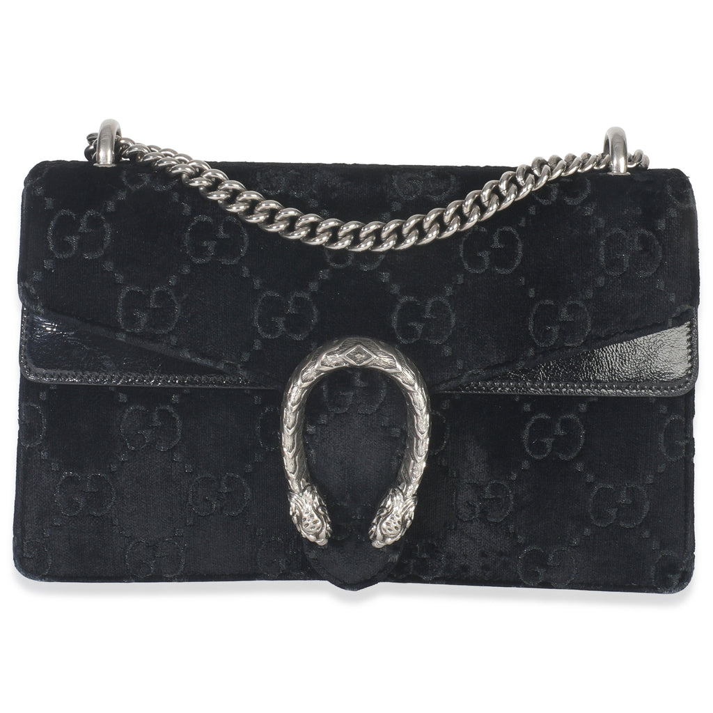 Gucci Black GG Embossed Velvet Small Dionysus Chain Bag
