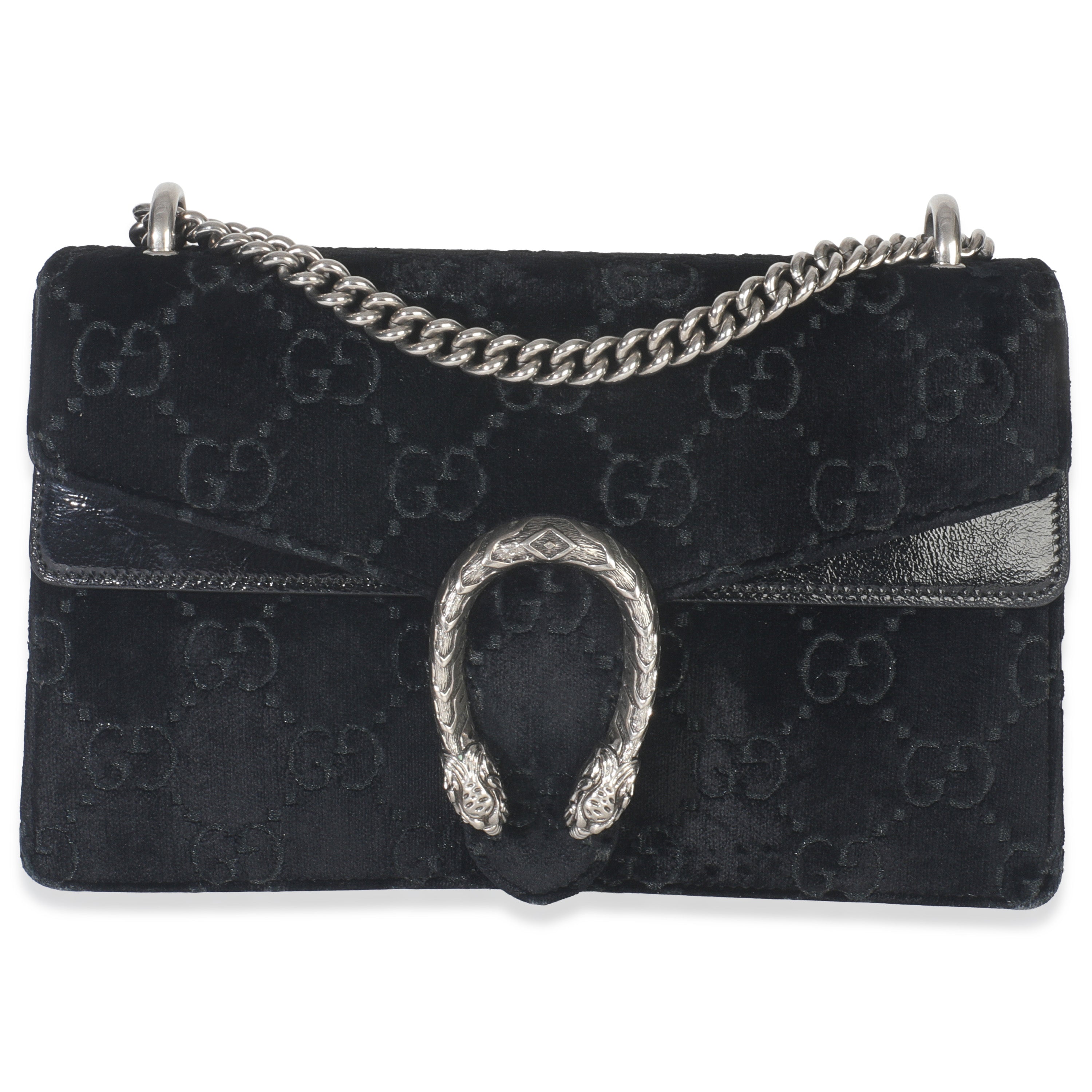 Gucci Black GG Embossed Velvet Small Dionysus Chain Bag