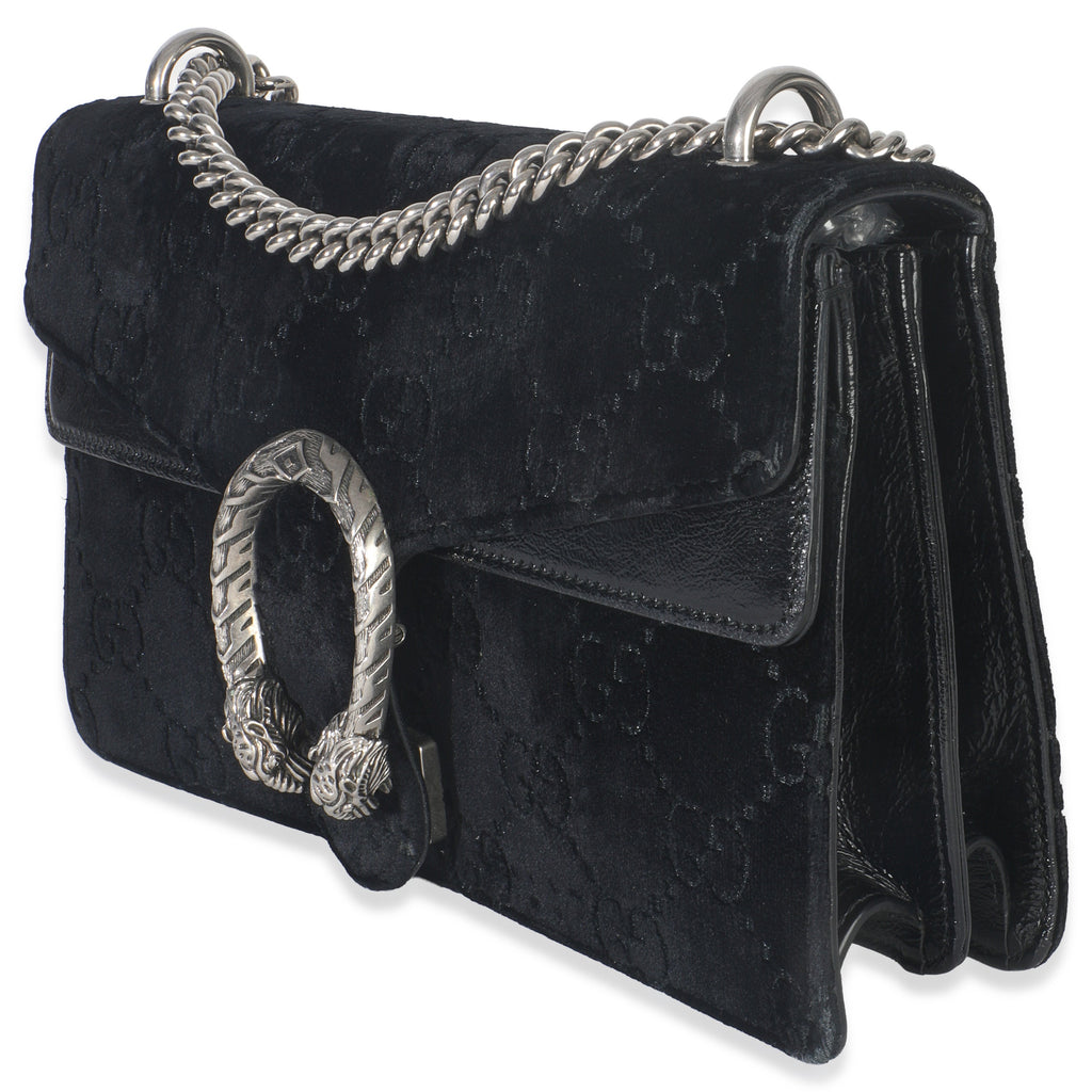 Gucci Black GG Embossed Velvet Small Dionysus Chain Bag