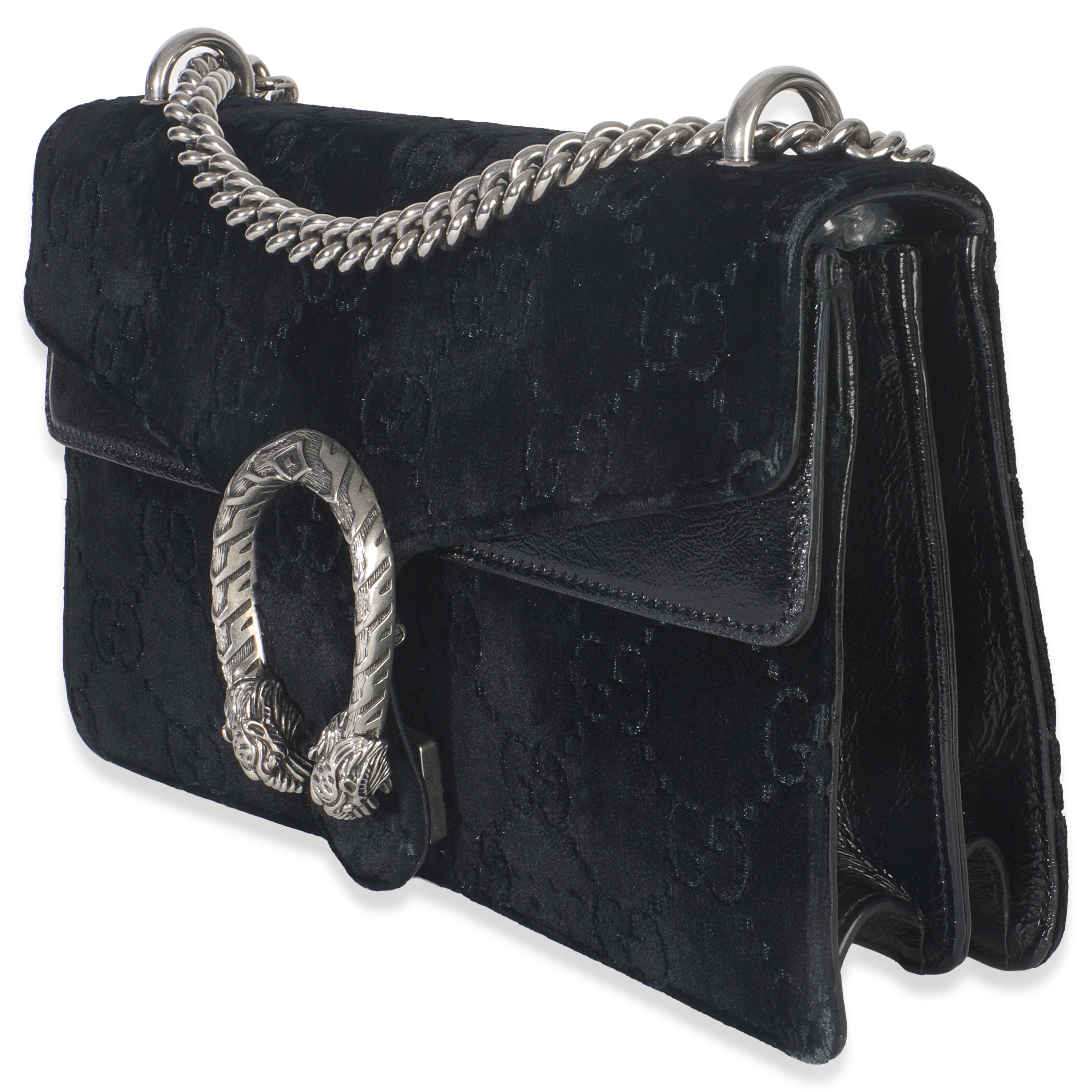 Gucci Black GG Embossed Velvet Small Dionysus Chain Bag