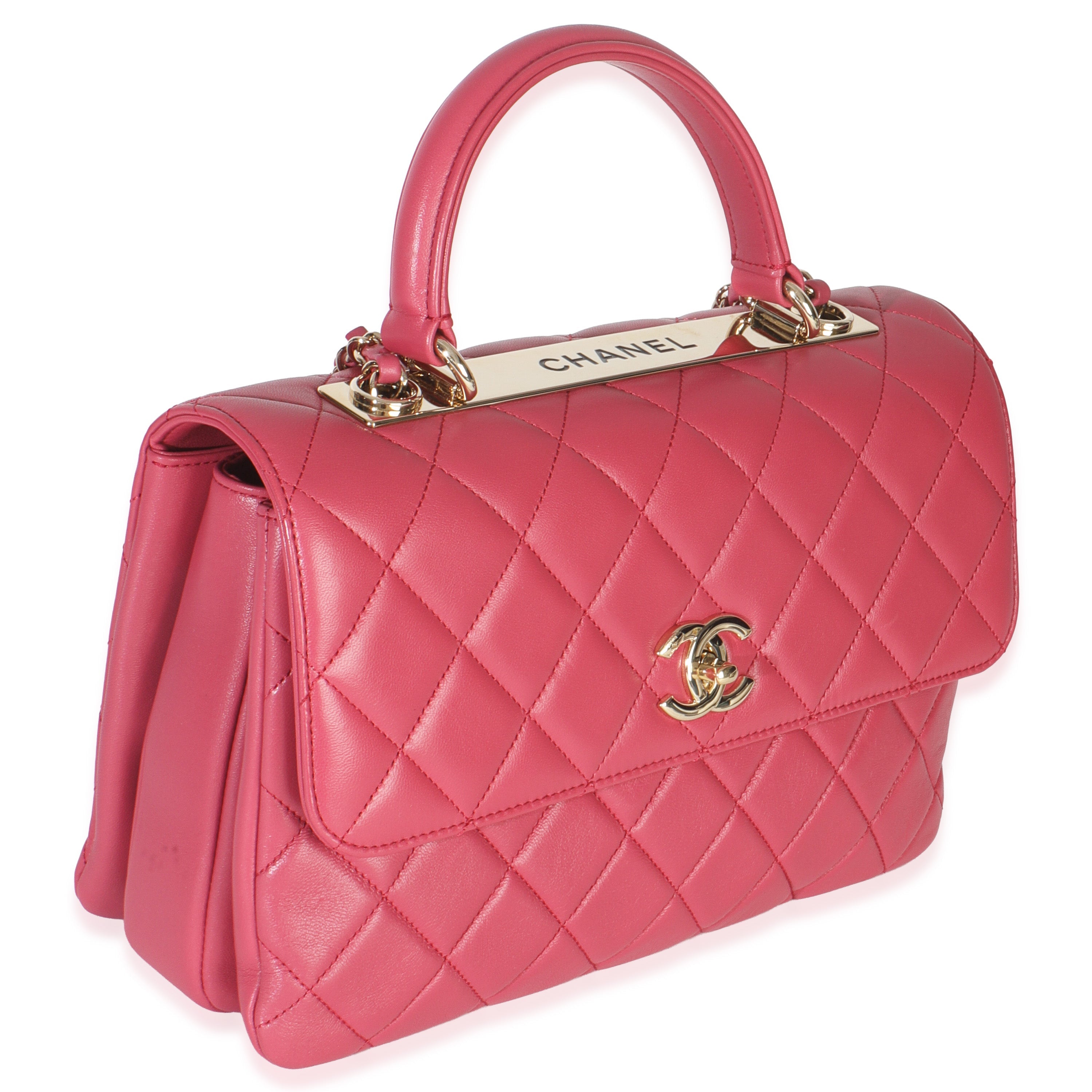 Chanel Pink Quilted Lambskin Medium Trendy CC Flap Dual Handle Bag