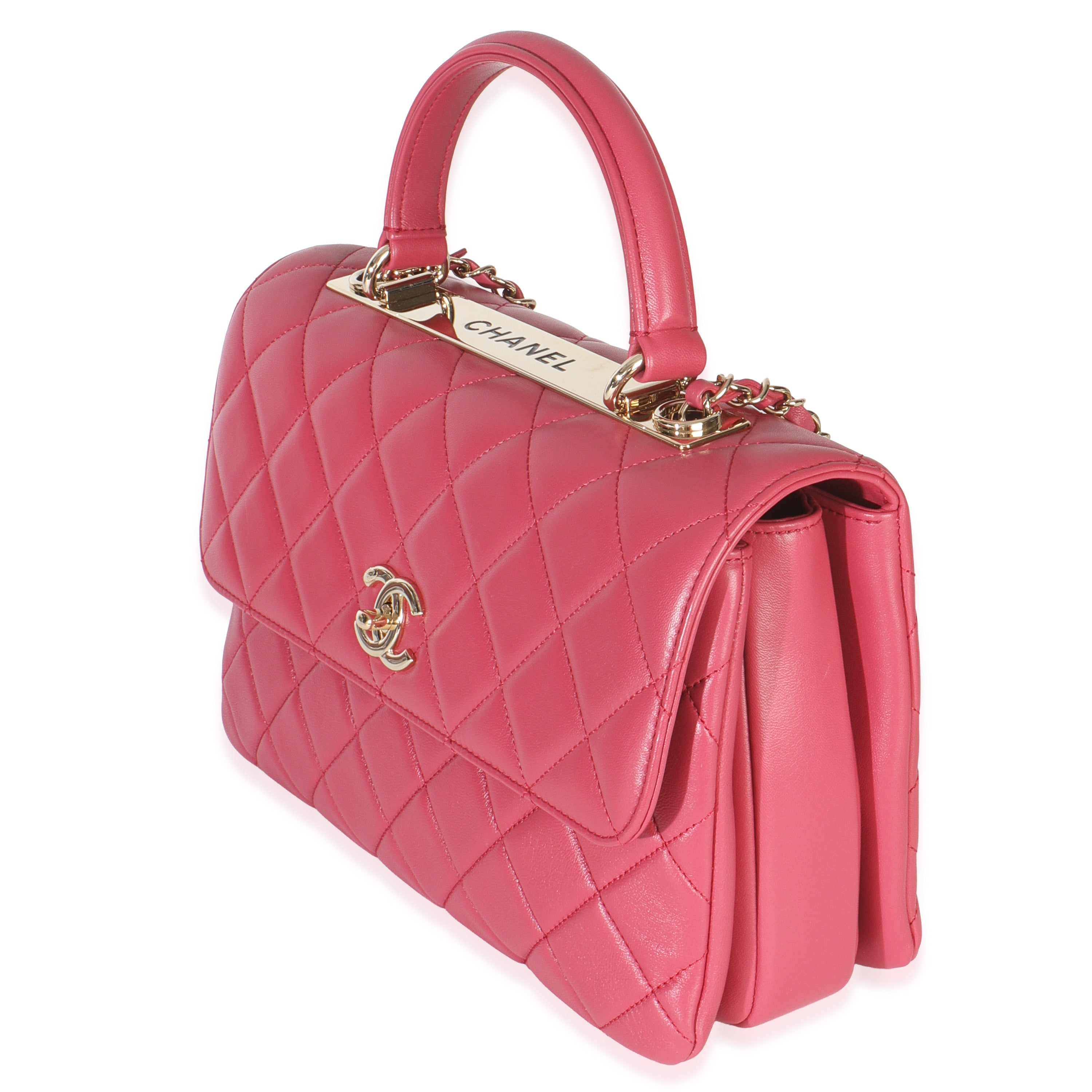 Chanel Pink Quilted Lambskin Medium Trendy CC Flap Dual Handle Bag