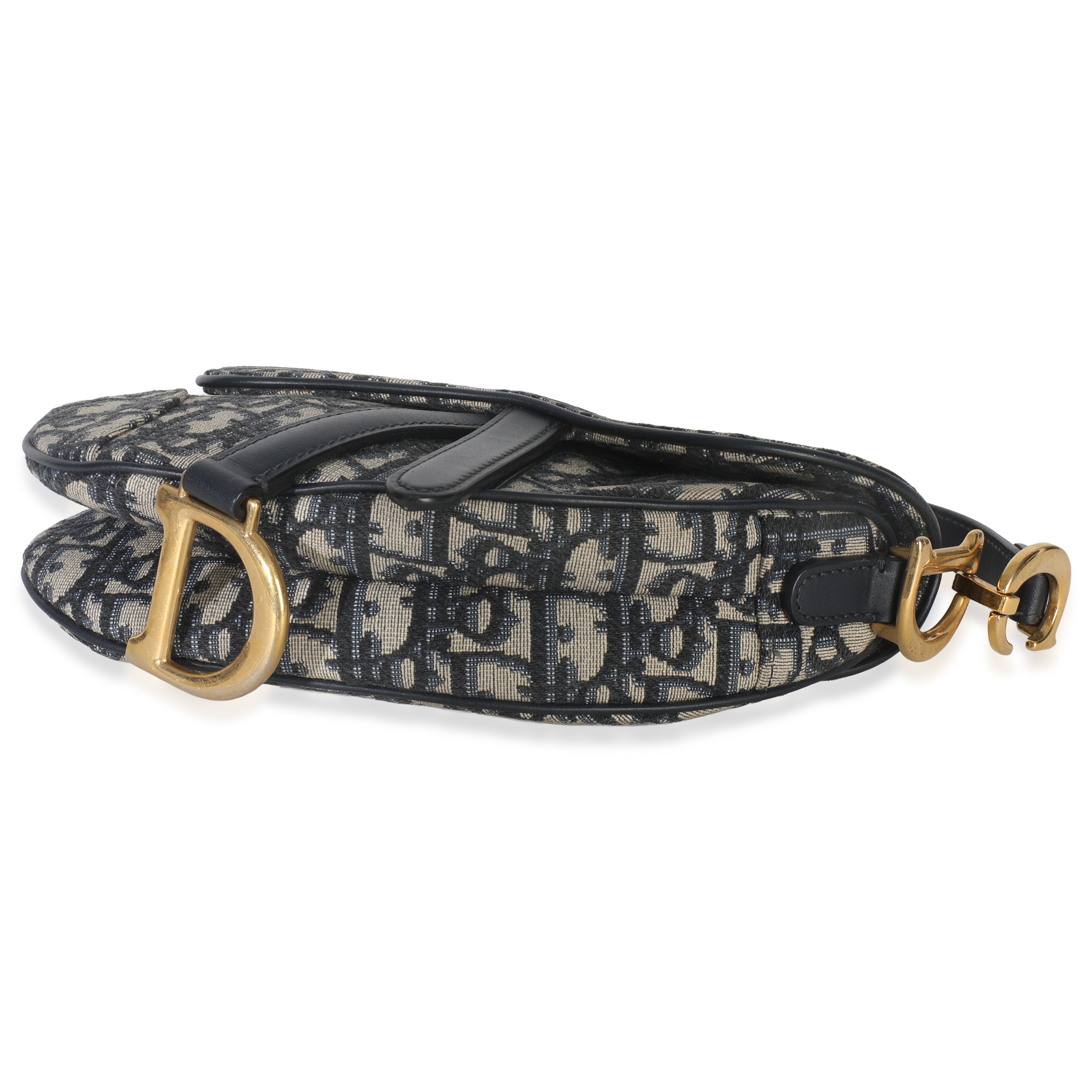 Christian Dior Navy Oblique Canvas Mini Saddle Bag