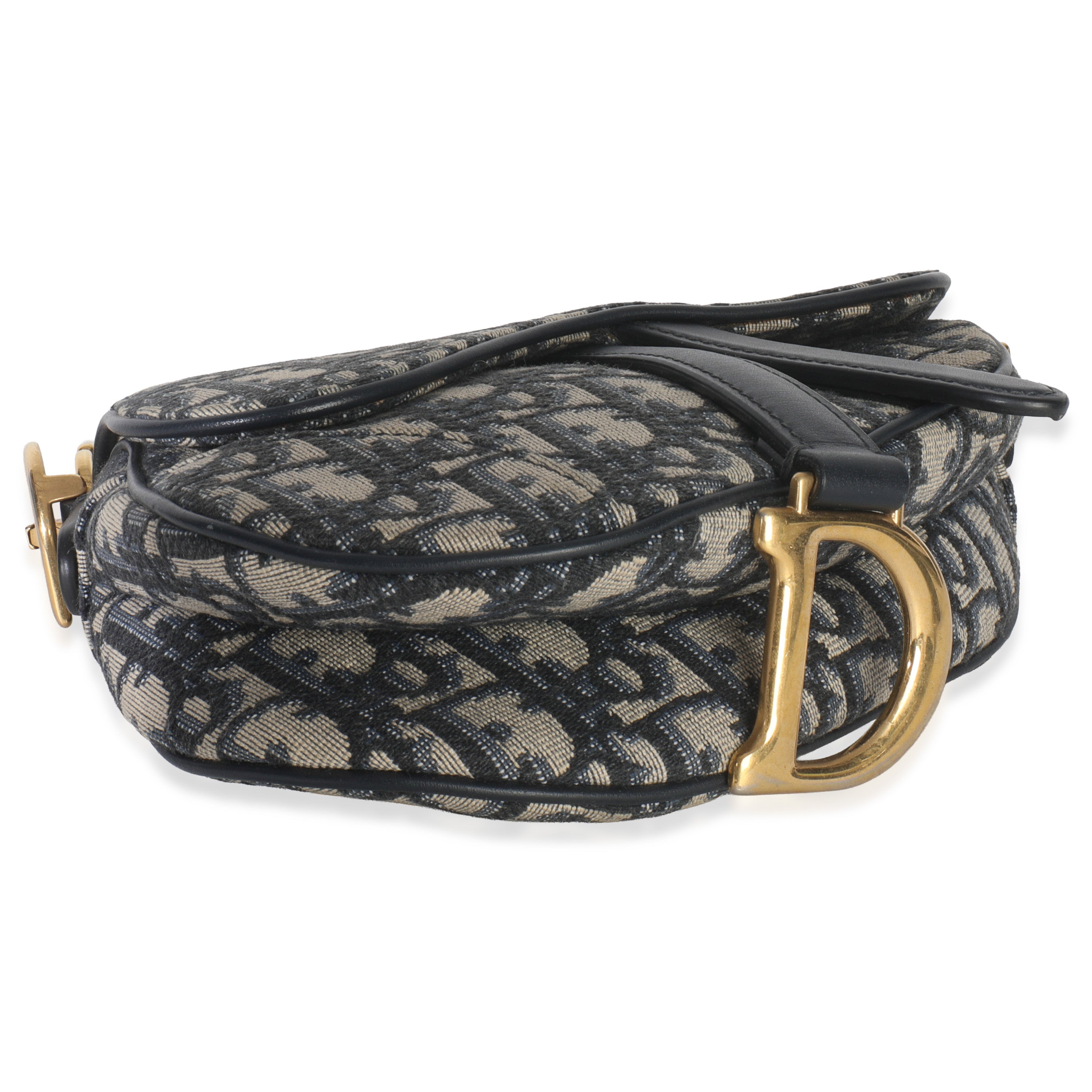 Christian Dior Navy Oblique Canvas Mini Saddle Bag