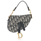 Christian Dior Navy Oblique Canvas Mini Saddle Bag