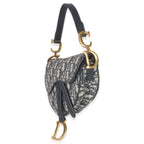 Christian Dior Navy Oblique Canvas Mini Saddle Bag