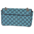 Gucci Blue Matelasse Canvas Diagonal Small GG Marmont Shoulder Bag
