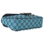 Gucci Blue Matelasse Canvas Diagonal Small GG Marmont Shoulder Bag
