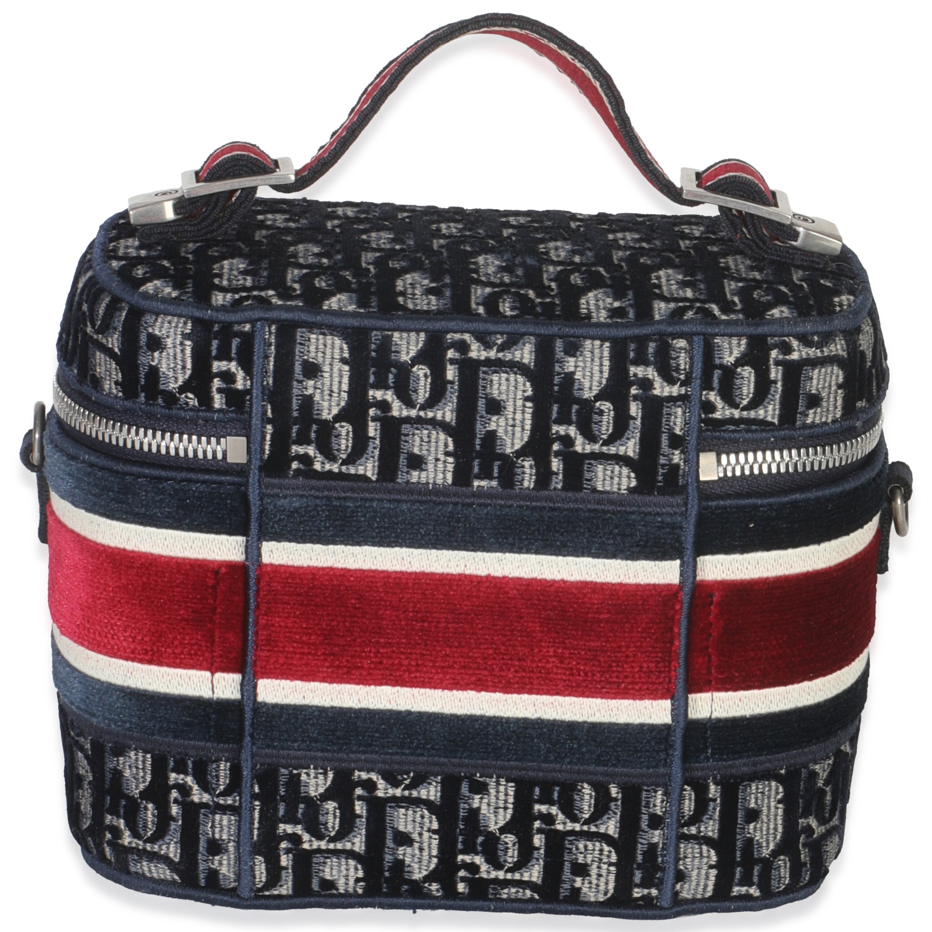 Christian Dior Blue Red Velvet Oblique Diortravel Vanity Case