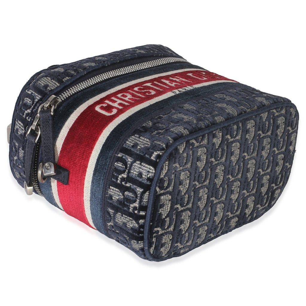 Christian Dior Blue Red Velvet Oblique Diortravel Vanity Case