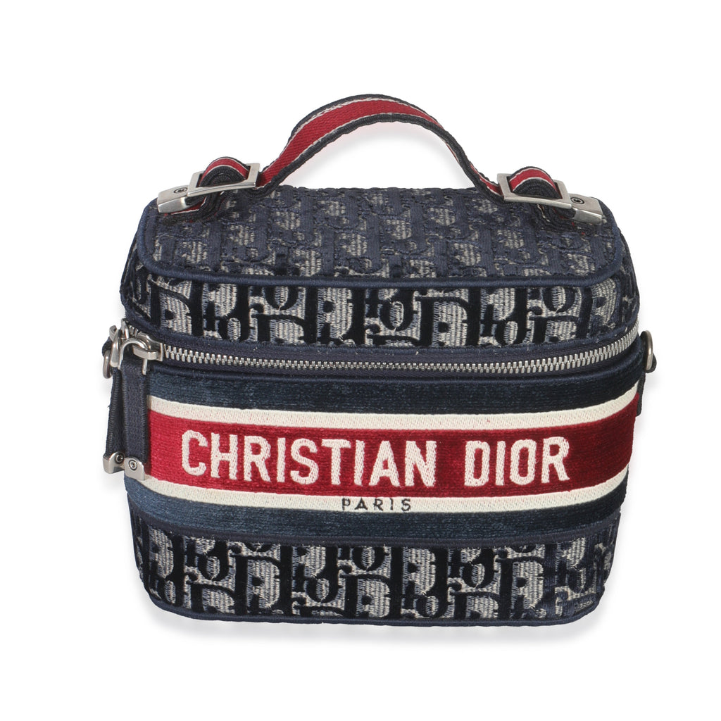Christian Dior Blue Red Velvet Oblique Diortravel Vanity Case