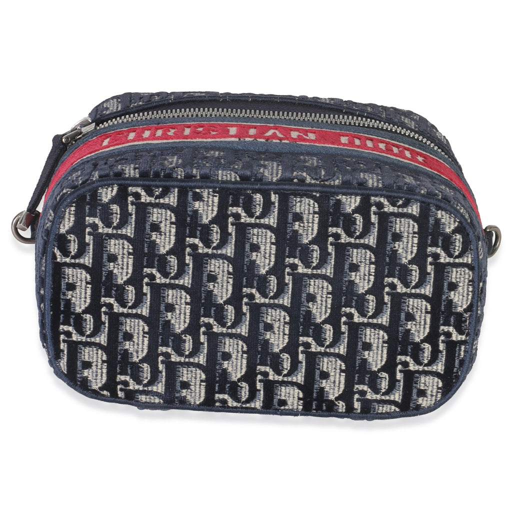 Christian Dior Blue Red Velvet Oblique Diortravel Vanity Case