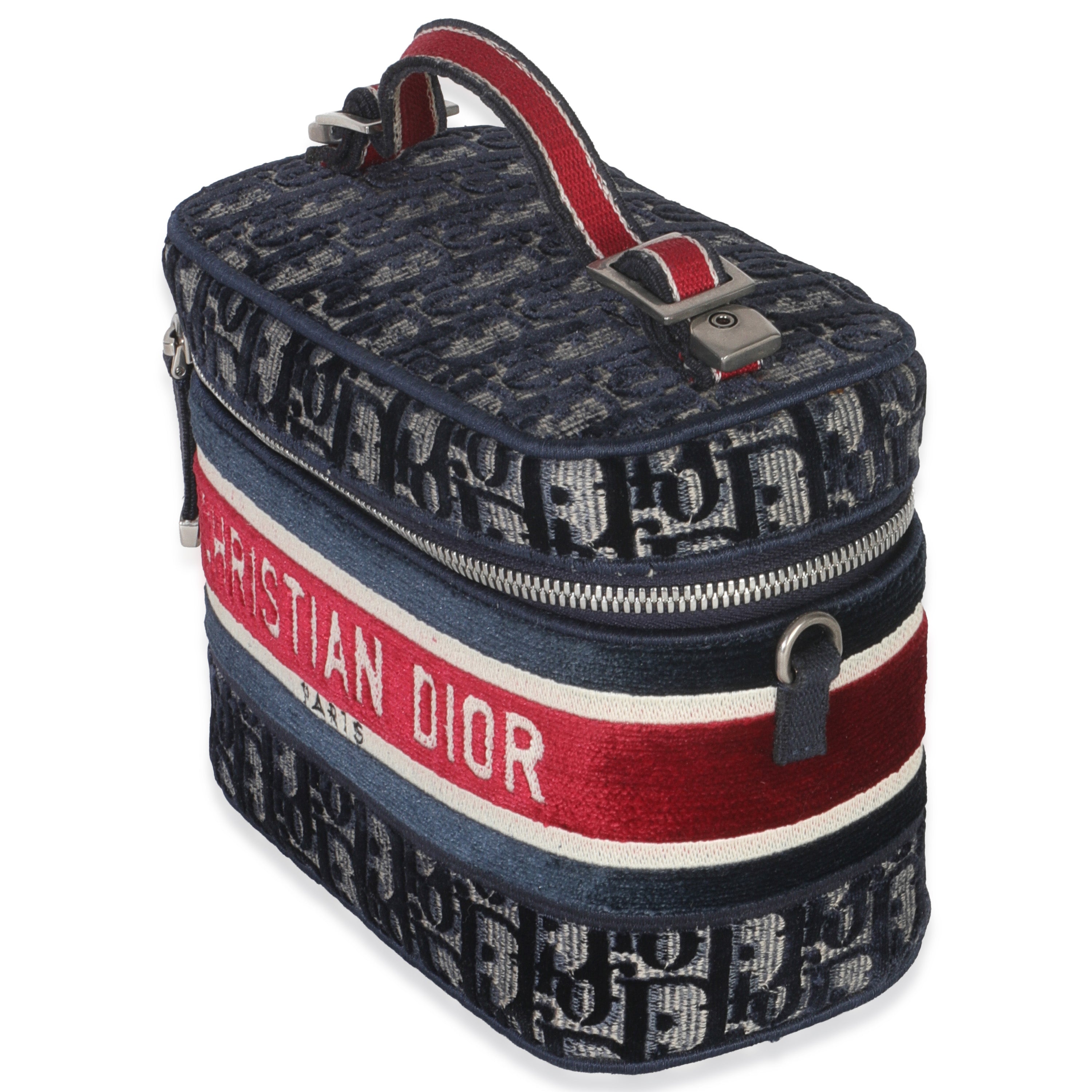 Christian Dior Blue Red Velvet Oblique Diortravel Vanity Case