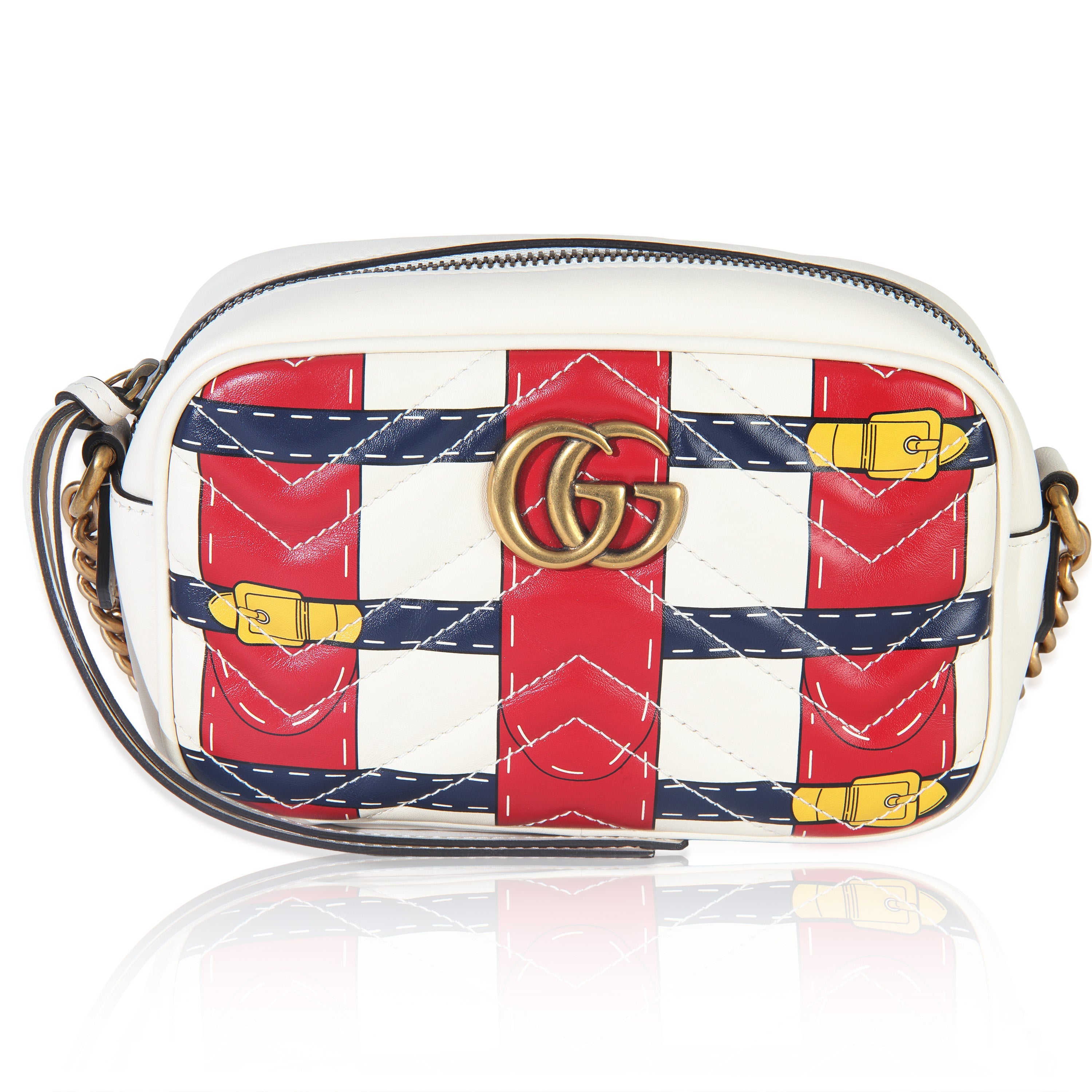 Gucci Trompe LOeil Print Calfskin Matelasse Small GG Marmont Camera Bag